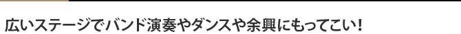 広いステージでバンド演奏やダンスや余興にもってこい！